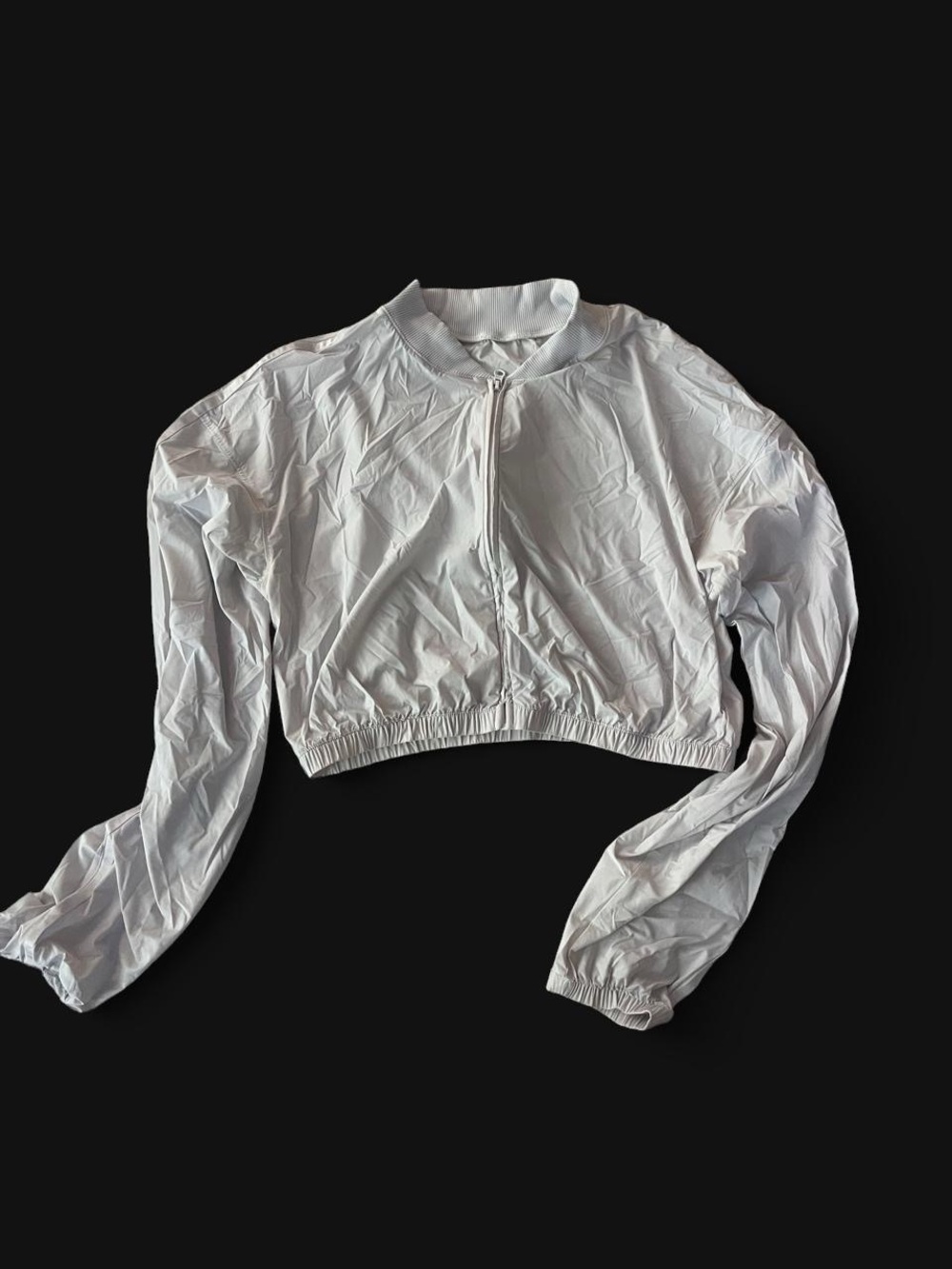 ALO Yoga Light Gray Cropped Bomber Jacket